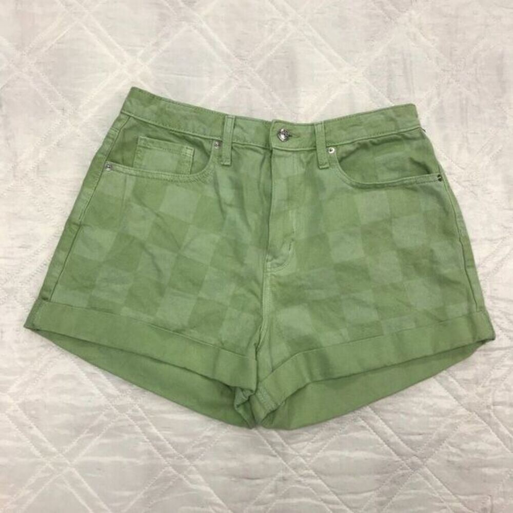 wild fable green check women's short‎ shorts size 12/31R